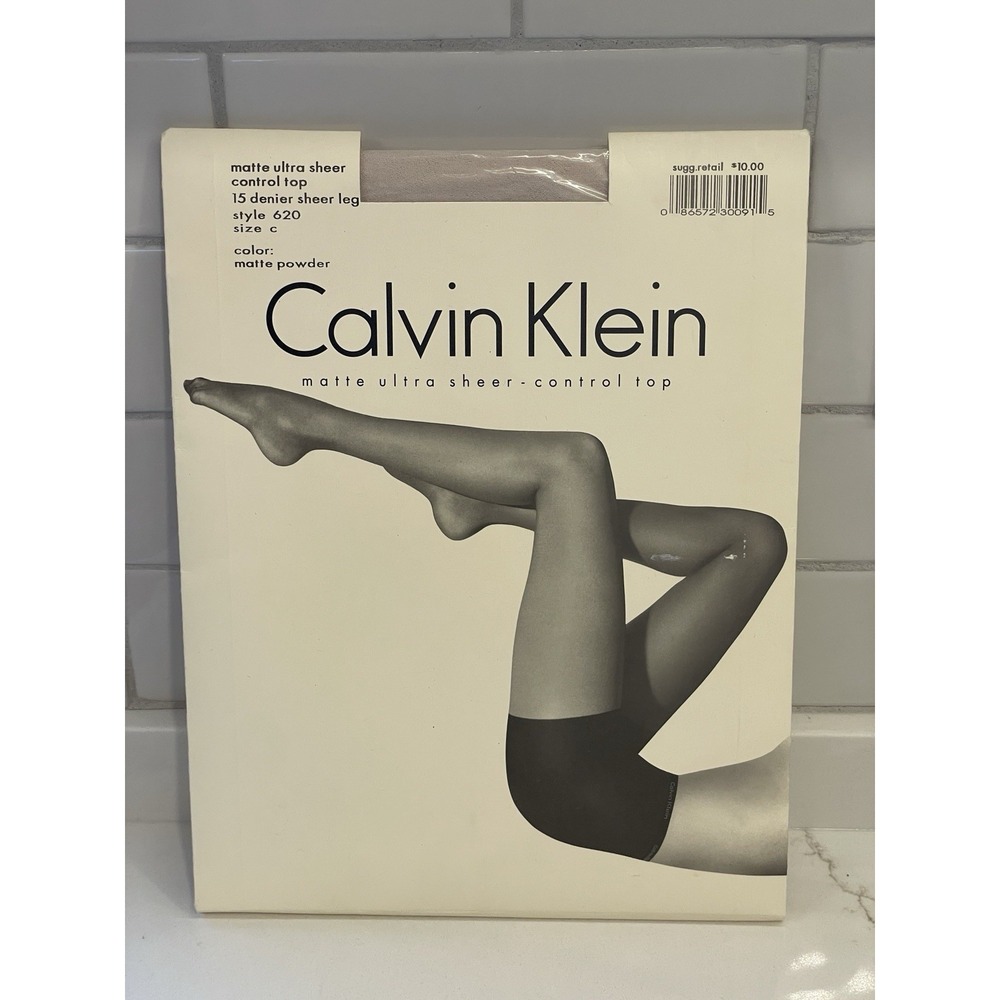 Vintage Calvin Klein Pantyhose Size C Matte Powder‎ Ultra Sheer Control Top New